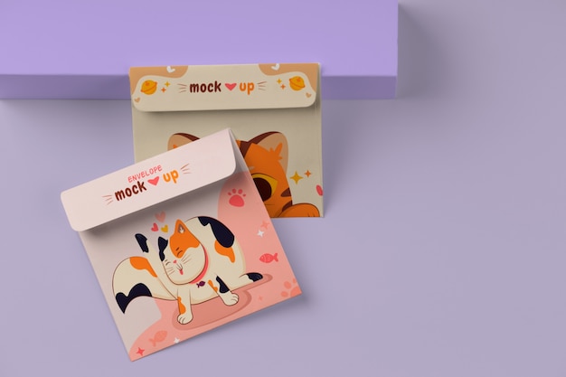 Mock-up design for dl envelope with cats