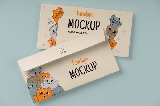 PSD mock-up design for dl envelope with cats