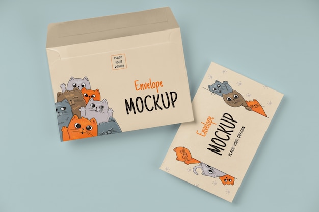 Дизайн макета дл конверта с кошками