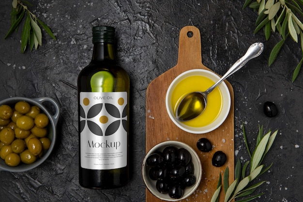 Mock-up design of glass olive oil bottle