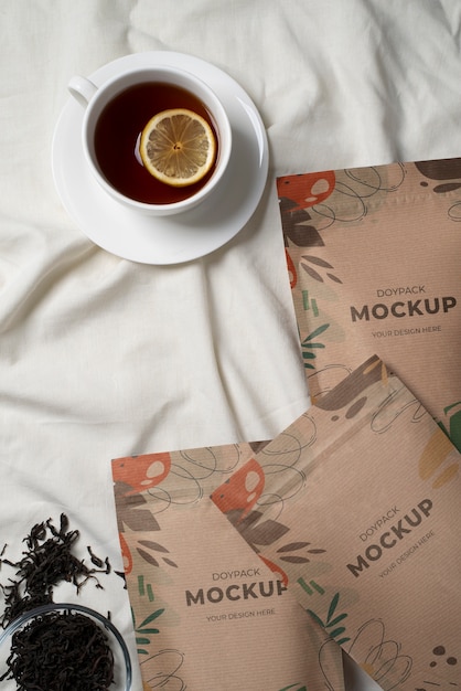 Mock-up design for paper tea packaging