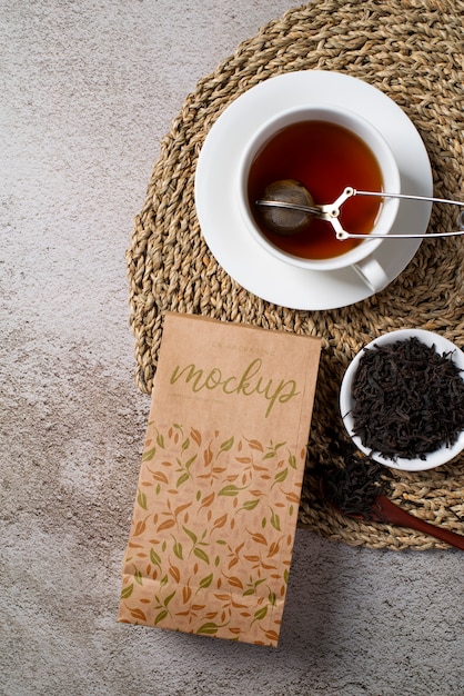 PSD mock-up design for paper tea packaging