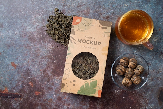 Design mock-up per l'imballaggio del tè in carta