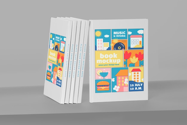 PSD mock-up design for piled books