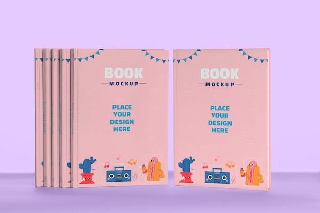 Mock-up design for piled books
