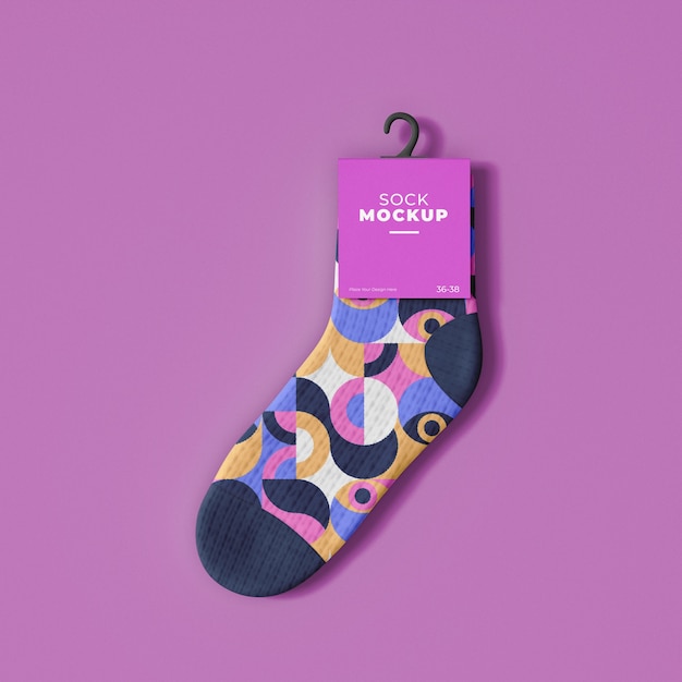 PSD mock-up design for sock with abstract pattern