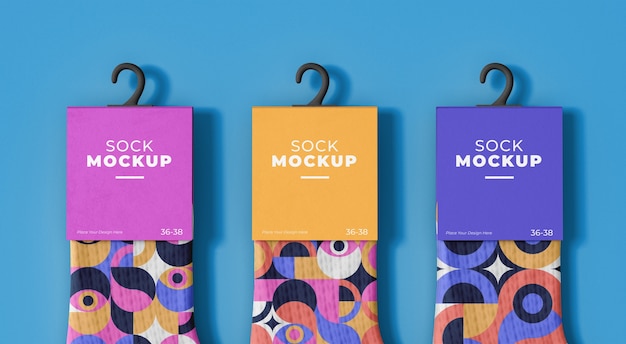 PSD mock-up design for socks with abstract pattern