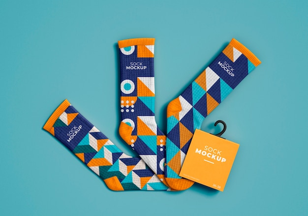 PSD mock-up design for socks with abstract pattern