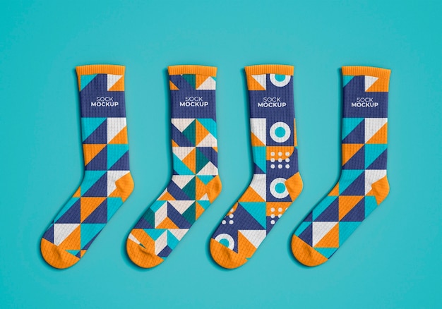 PSD mock-up design for socks with abstract pattern