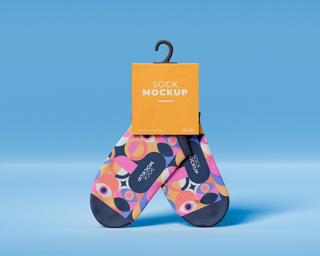 PSD mock-up design for socks with abstract pattern