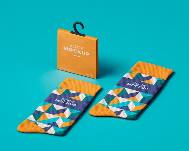 PSD mock-up design for socks with abstract pattern