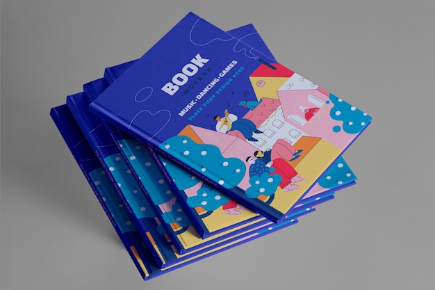 mock-up design for stacked books