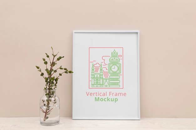 mock-up design for vertical frame with plant