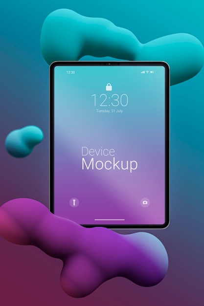 mock-up device with abstract liquids