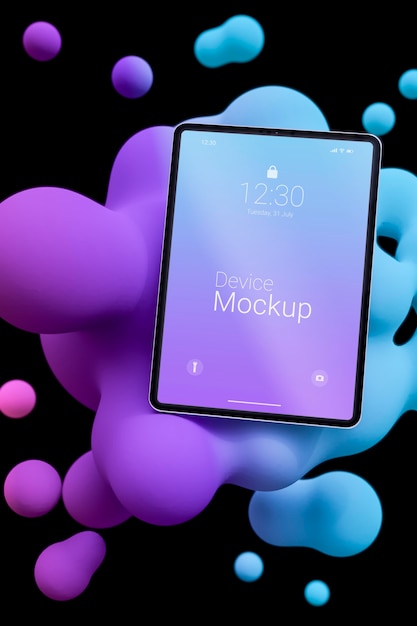 mock-up device with abstract liquids