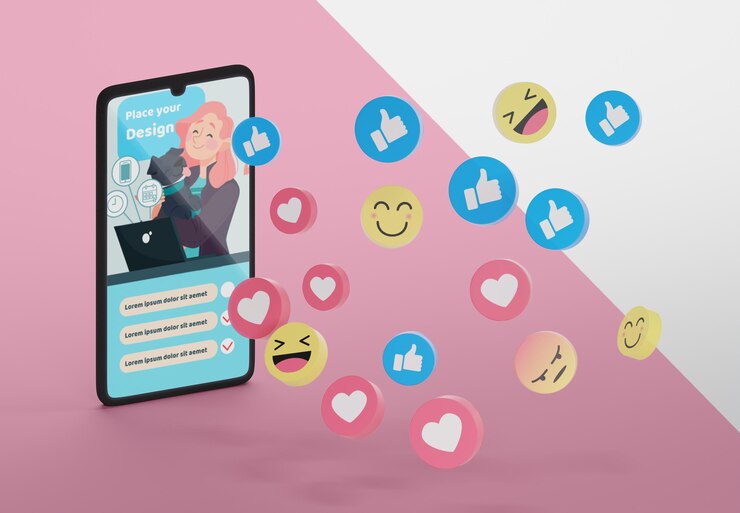PSD мокап устройства с платформой социальных сетей