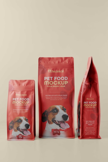 PSD mock-up di sacchetti di cibo per cani