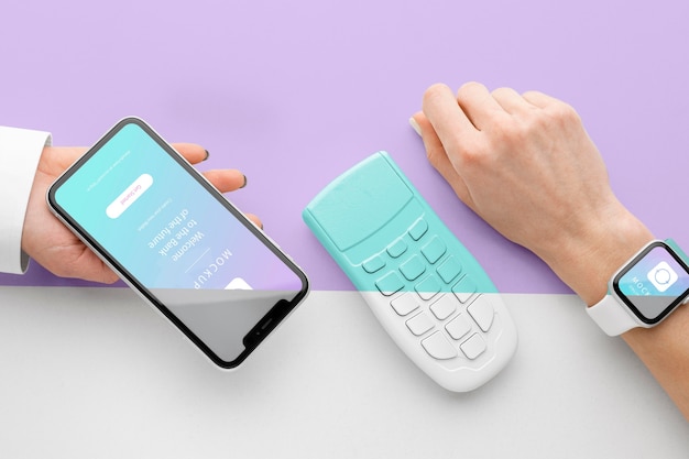 PSD mock-up di pagamento elettronico con smartwatch