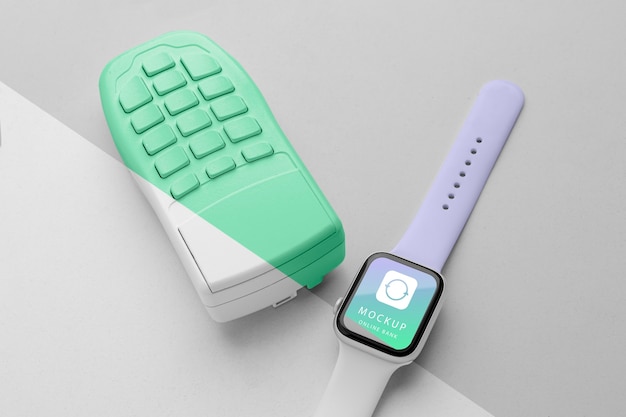 mock-up e-payment with smartwatch