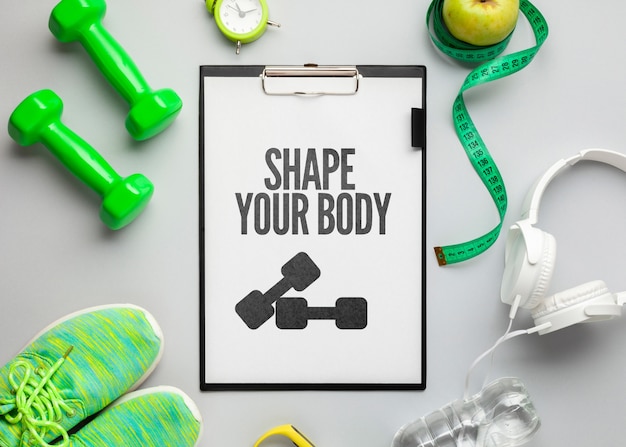 PSD mock-up attrezzature e strumenti per il fitness