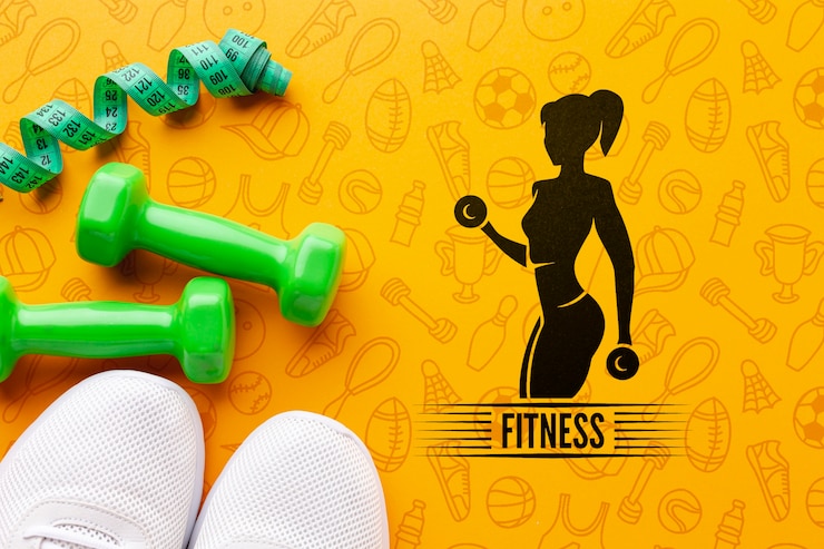 PSD mock-up fitnessapparatuur en schoenen