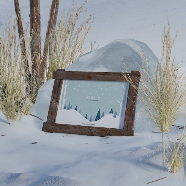 Mock-up frame met winterfoto