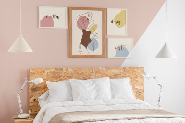 PSD mock-up frames opstelling in slaapkamer
