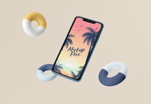 PSD mock-up gratuito con telefono e linee vita