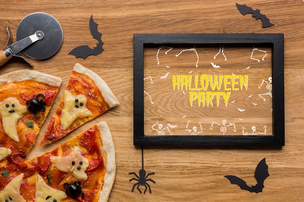 PSD mock-up concetto di pizza di halloween