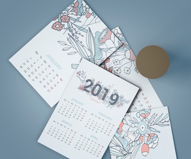 PSD mock up of hand drawn calendar