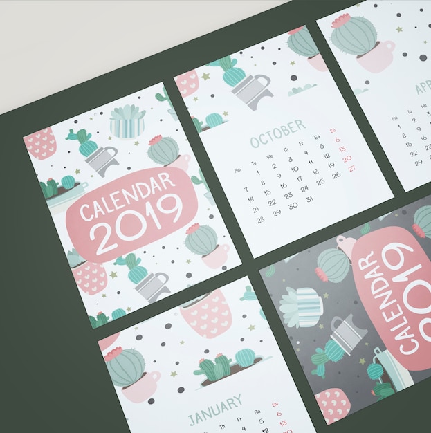 PSD mock up of hand drawn calendar