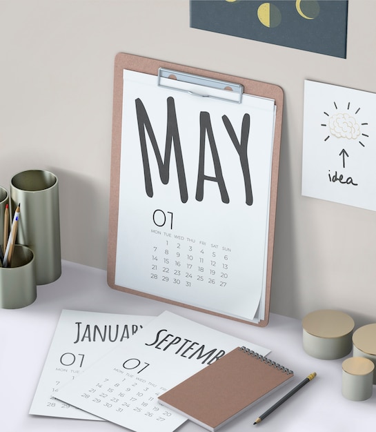 Mock up of hand drawn calendar