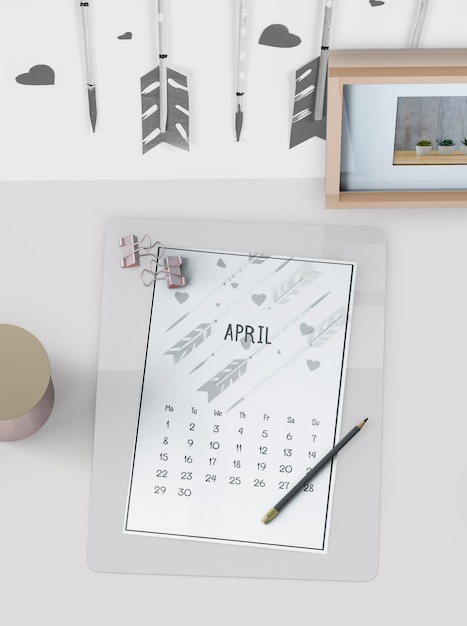 PSD mock up of hand drawn calendar