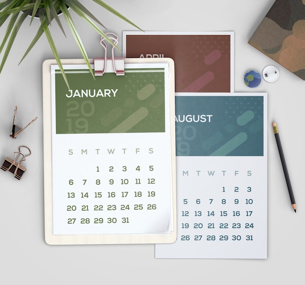 mock up of hand drawn calendar