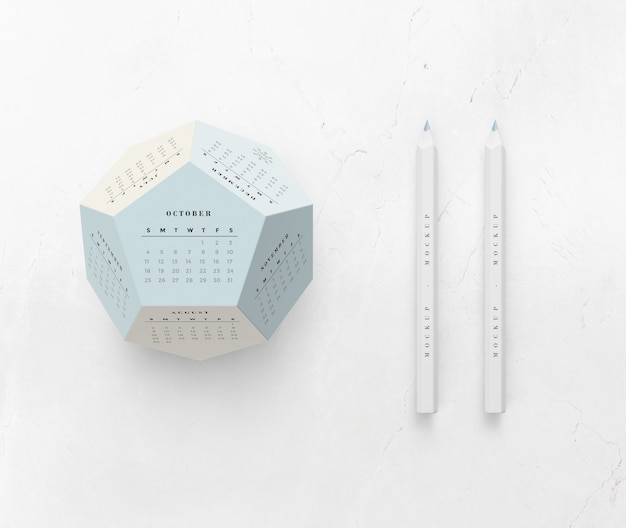 Concetto di calendario esagonale mock-up