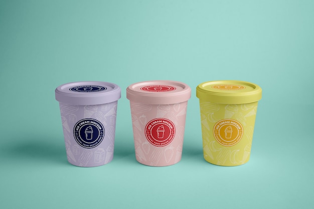 Mock-up of ice cream container cups