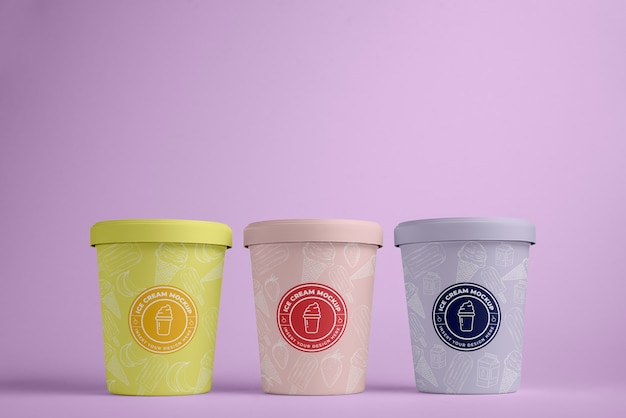 PSD mock-up of ice cream container cups