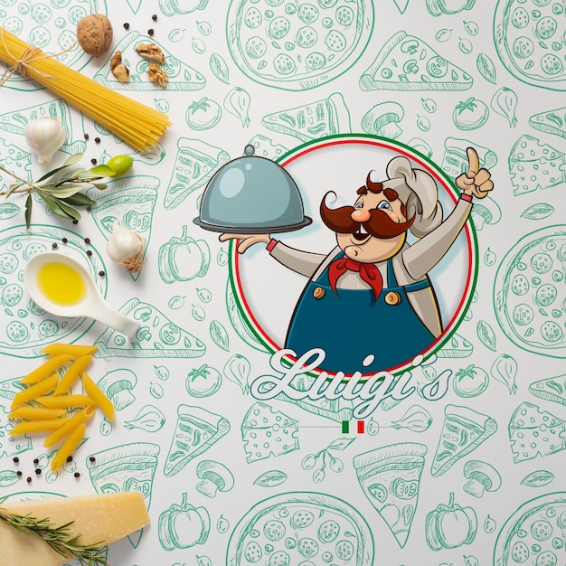 Mock-up ingredienti per piatto italiano