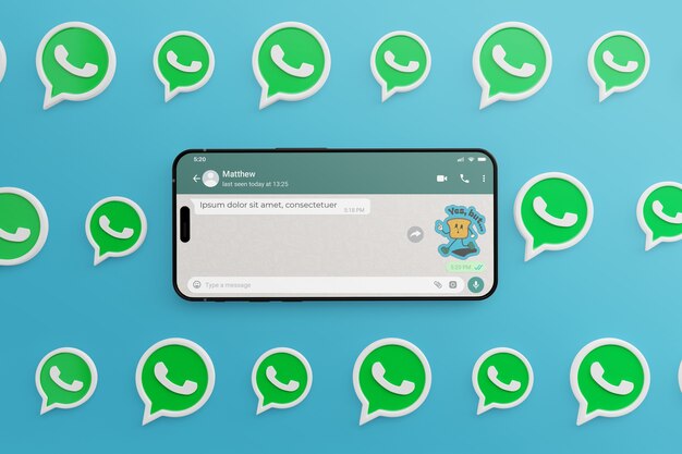 PSD mock-up interfejsu rozmowy whatsapp na smartfonie