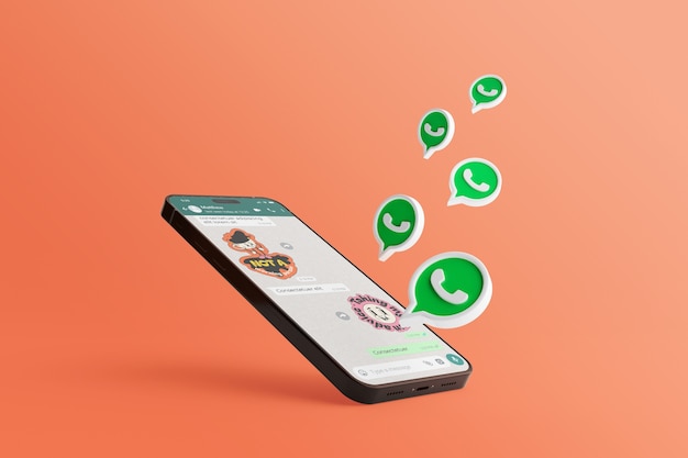 PSD mock-up interfejsu rozmowy whatsapp na smartfonie