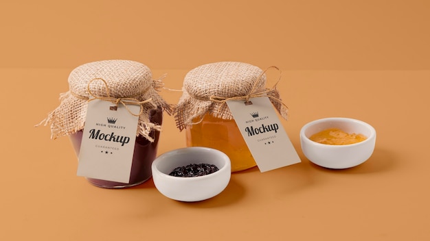 PSD mock-up jam jar packaging assortment