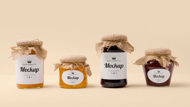 PSD mock-up jam jars packaging composition