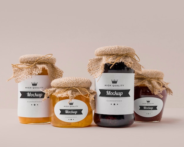 Mock-up jam jars packaging composition