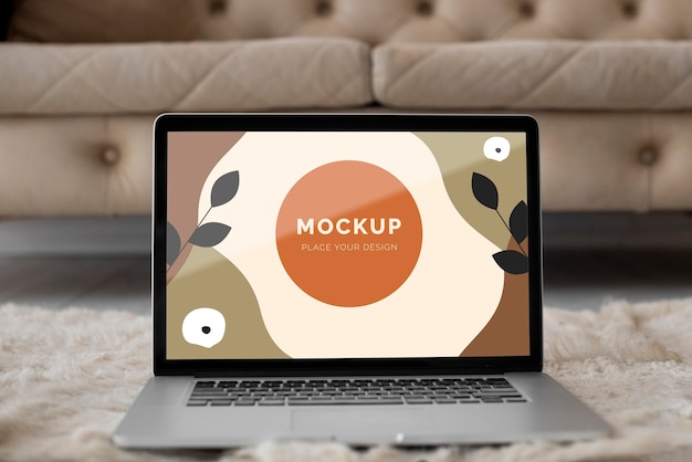 PSD mock up laptop on bed