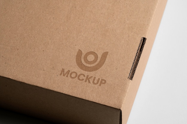 PSD mock-up logo design on cardbox