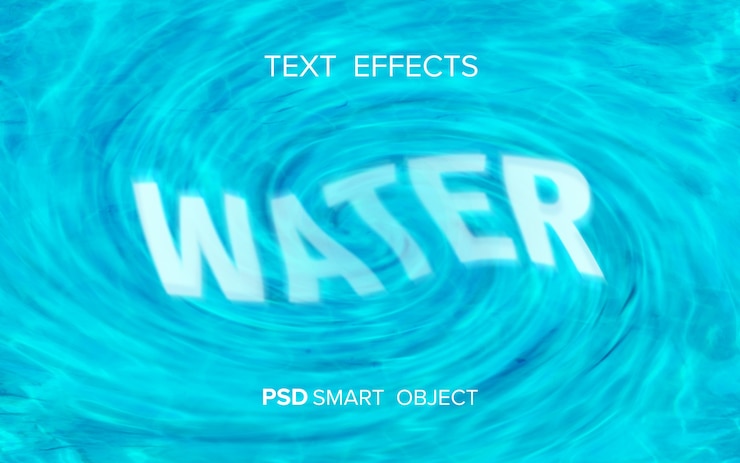 PSD mock-up met waterteksteffect