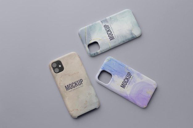 PSD mock-up mobile phone cases arrangement