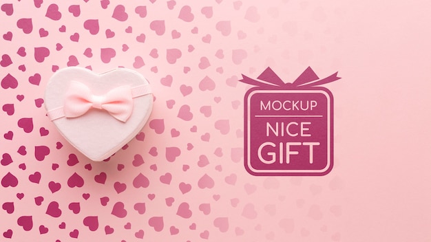 Mock-up nice gift with heart shaped gift box