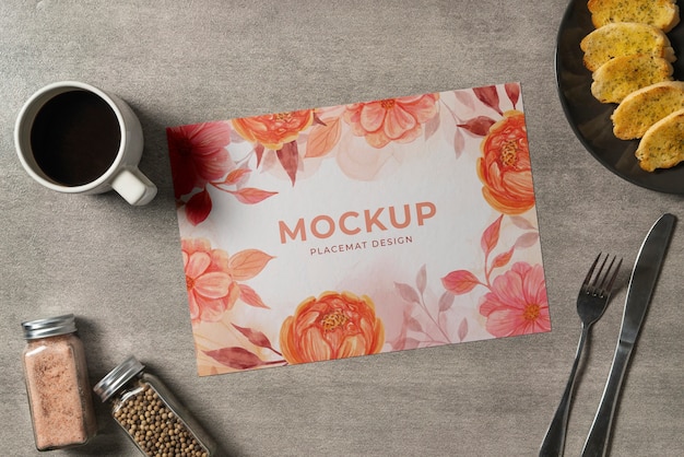 Mock-up ontwerp met bloementafel