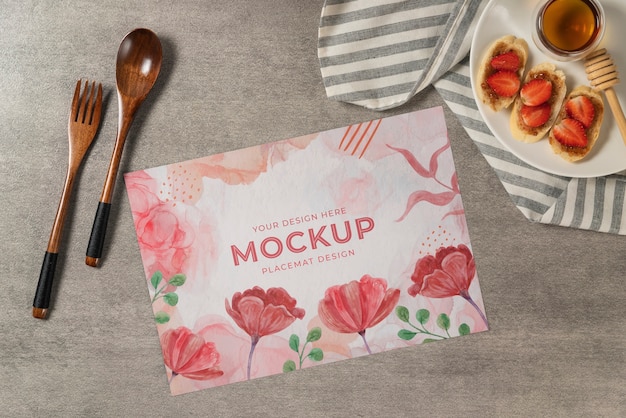 PSD mock-up ontwerp met bloementafel